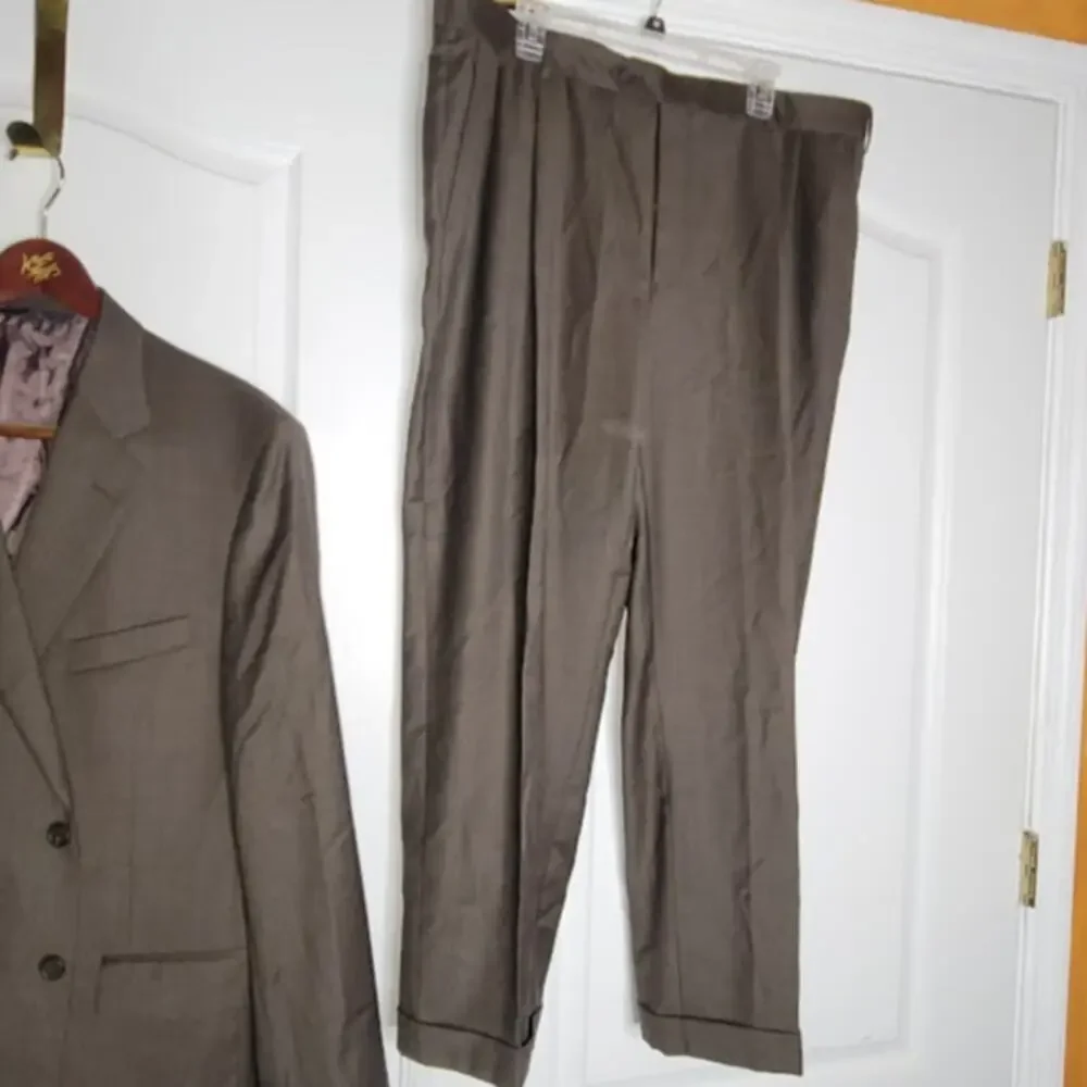 Vintage 80s Brooks Brothers 346 Stretch Pants W42 L31 Brown Cuffed Pant Pleated